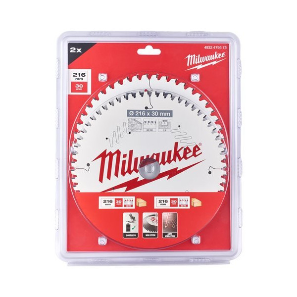 Milwaukee - Kreissägeblatt Doppelpack 216mm Z48 & Z60...