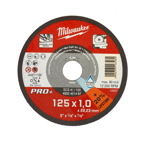 Milwaukee -  Metalltrennscheibe PRO+ INOX 1 x 125 mm 10...